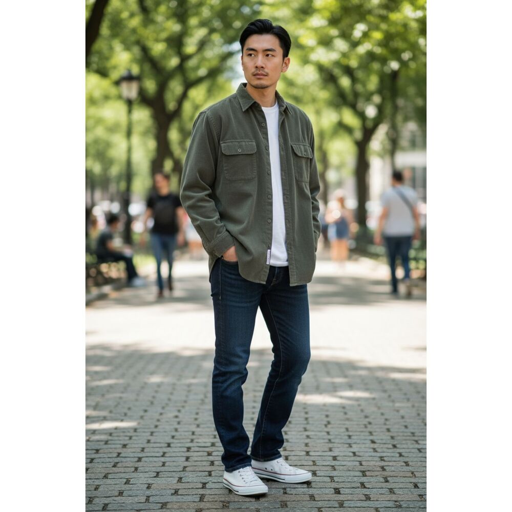Polo Ralph Lauren Benford Heavy Cotton Utility Jacket Overshirt Men's M Sage